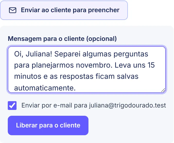 Mensagem e envio do briefing.