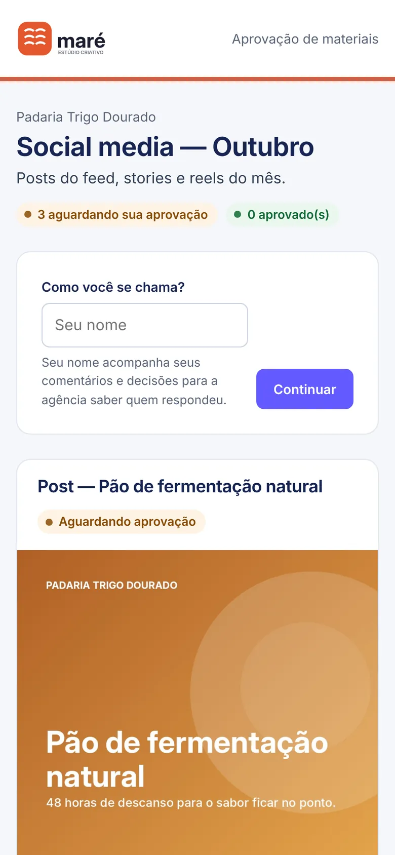 O cliente informa o nome.