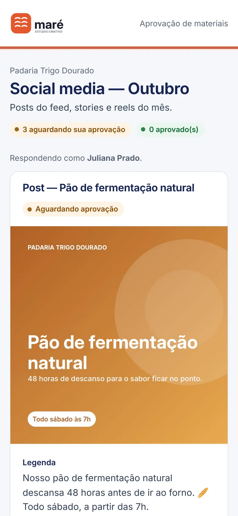 Resumo do que aguarda aprovação.