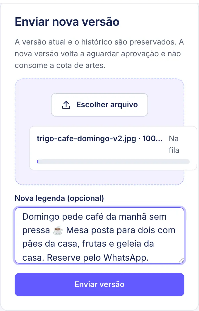 Envio de nova versão.